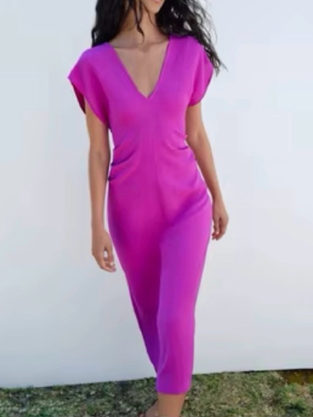 Zara Fuchsia Midi Dress NWT